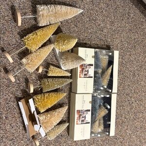 Threshold Cream & Silver Green Bottle Brush Christmas Trees Lot